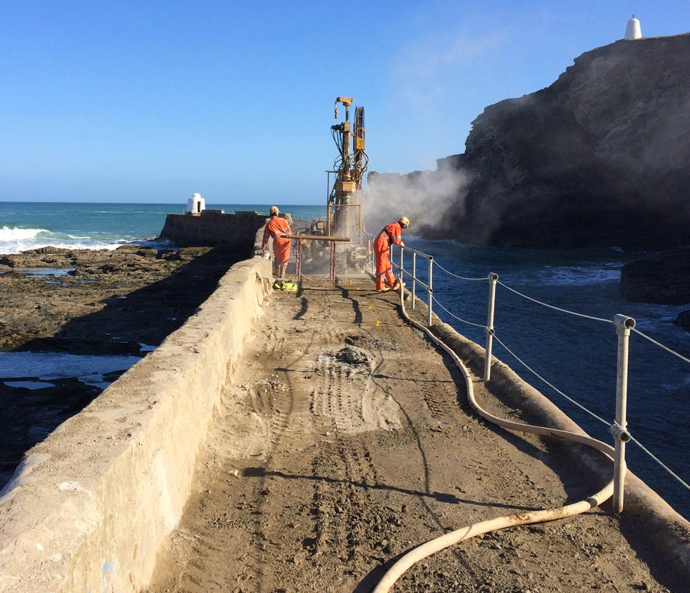 Void Drilling Cornwall Portreath Harbour Wall - Ticeans Engineering